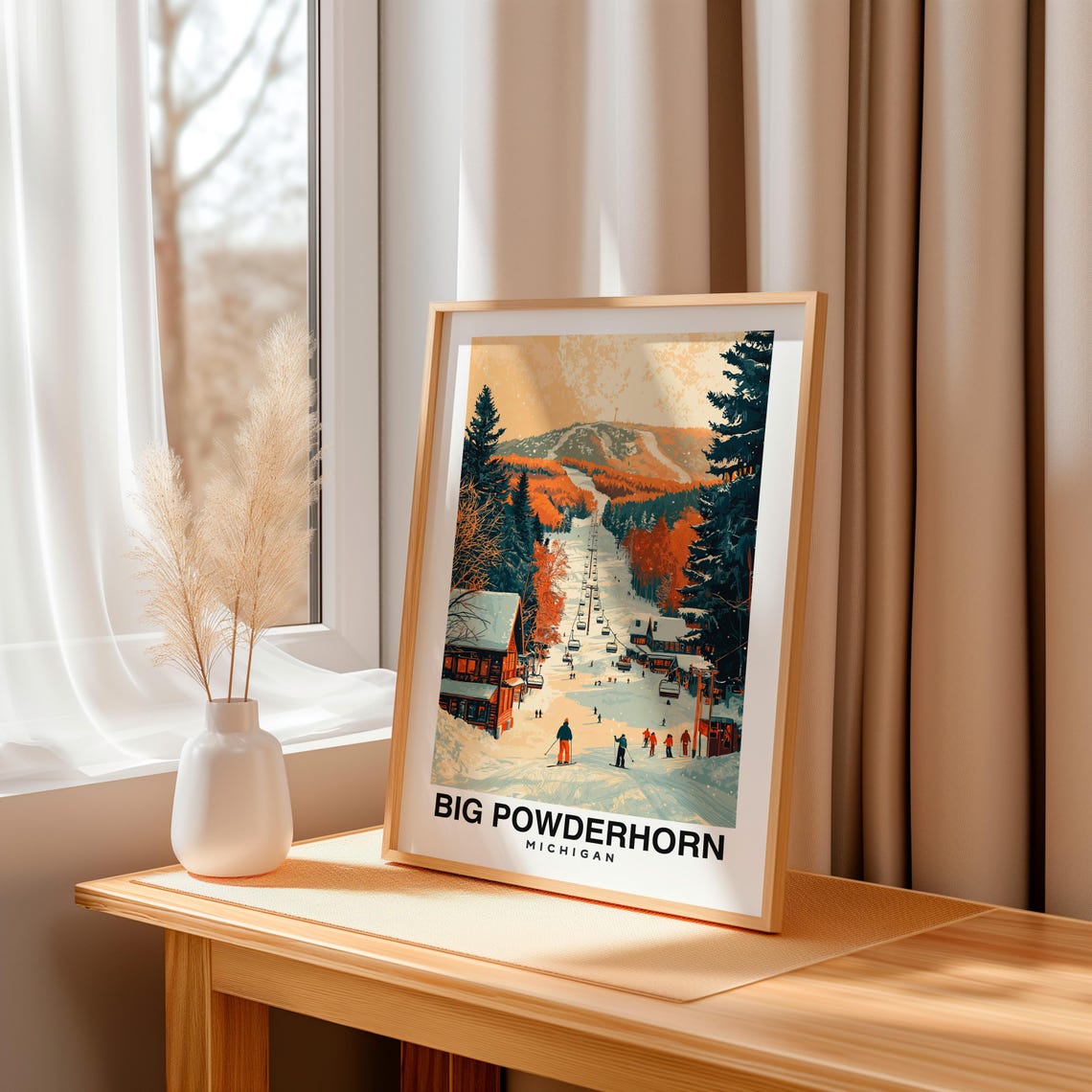 Big Powderhorn Print Michigan Poster Big Powderhorn Views Powderhorn Art Michigan Charm Powderhorn Beauty Ski Destination Michigan - Image 3