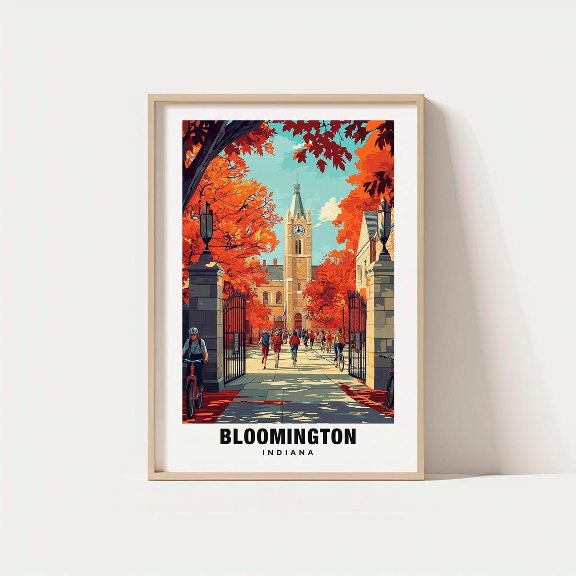 Bloomington Indiana Fall Campus Clock Tower Autumn Colors Poster