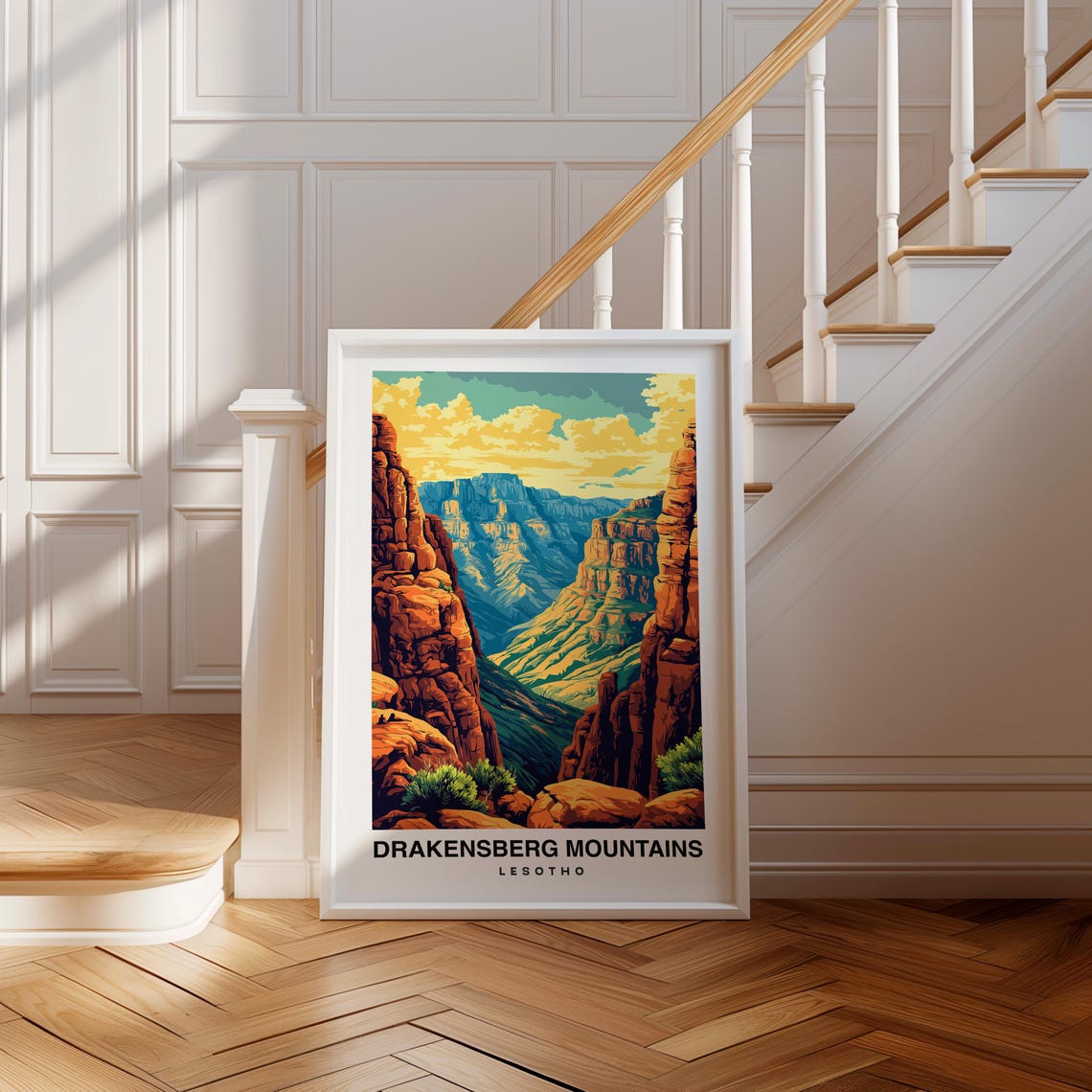 Drakensberg Mountains Print South Africa Poster Travel Wall Art Nature Print Scenic Art Landscape Decor Mountain Print Travel Poster
