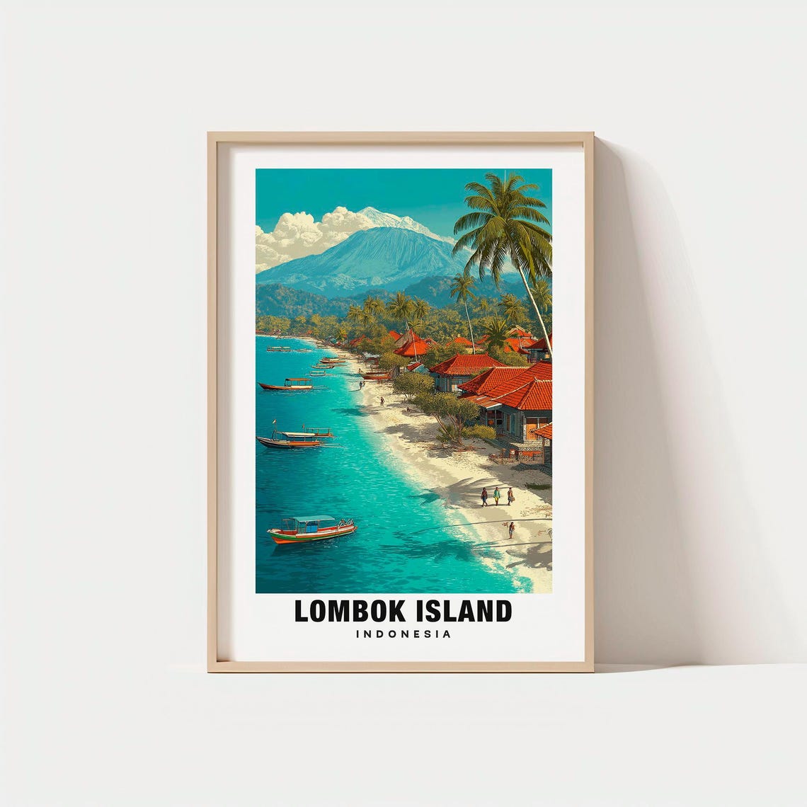 Lombok Print Indonesia Poster Travel Art Island Scene Beach Views Nature Escape Scenic Landscape Volcanic Charm West Nusa Tenggara