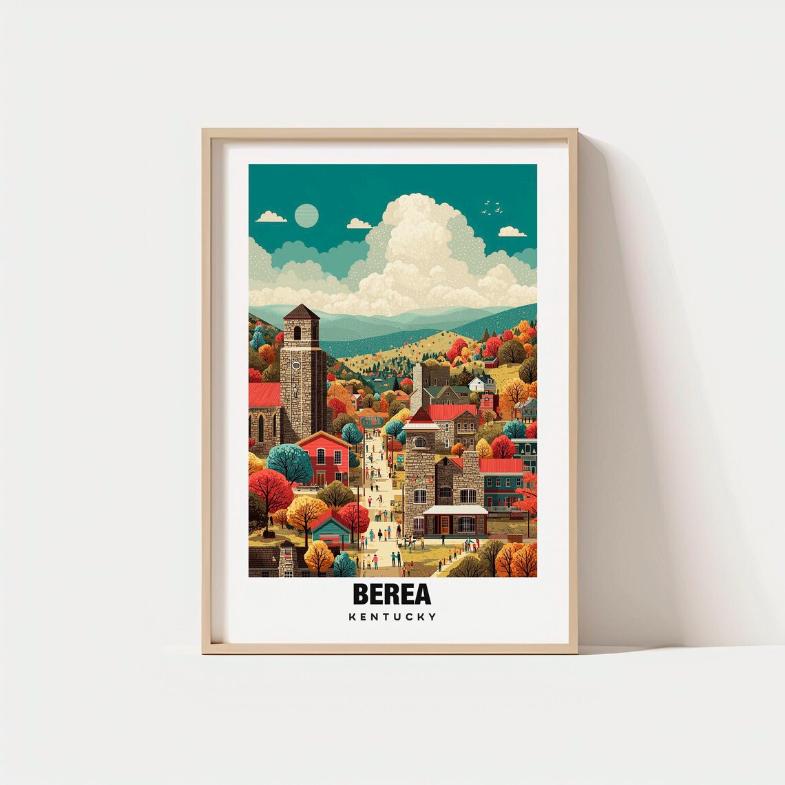 Berea Kentucky Appalachian Town Fall Colors Stone Church Street Poster