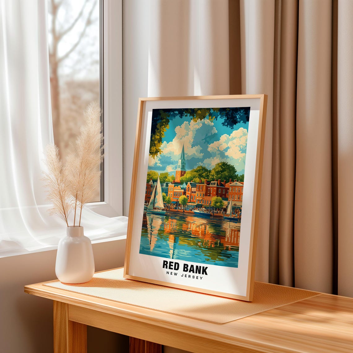 Red Bank Print New Jersey Poster Red Bank Views Red Bank Art New Jersey Charm Red Bank Beauty Historic Town Scenic Landscape - Image 3