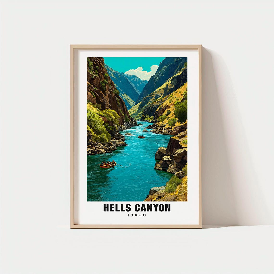 Hells Canyon Idaho Whitewater Rafting River Gorge Travel Poster