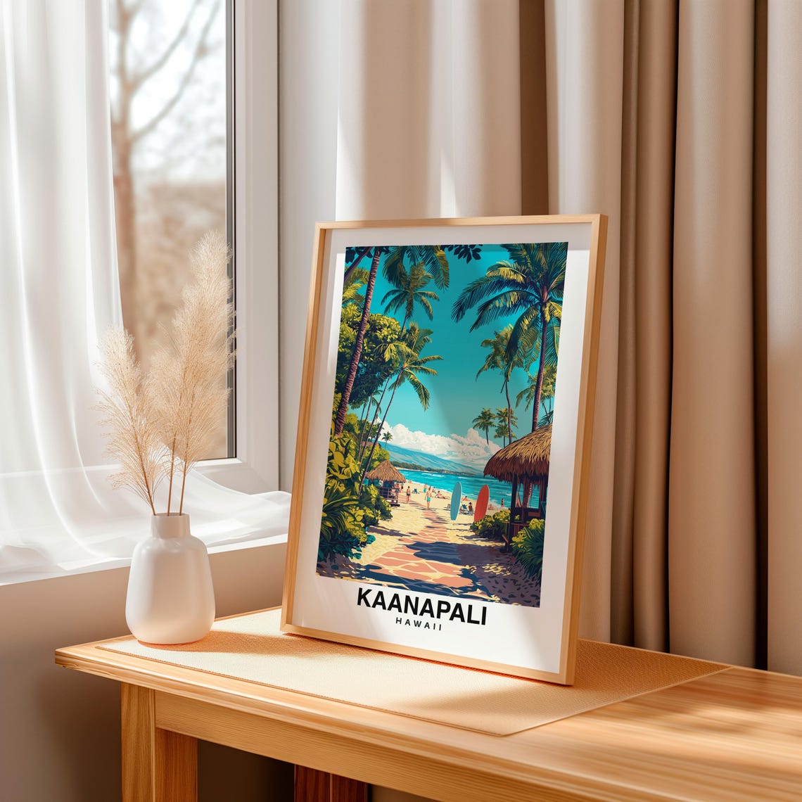 Kaanapali City Print Kaanapali Travel Poster Maui Travel Gift Kaanapali Maui Poster Kaanapali Gift Hawaii Culture - Image 3