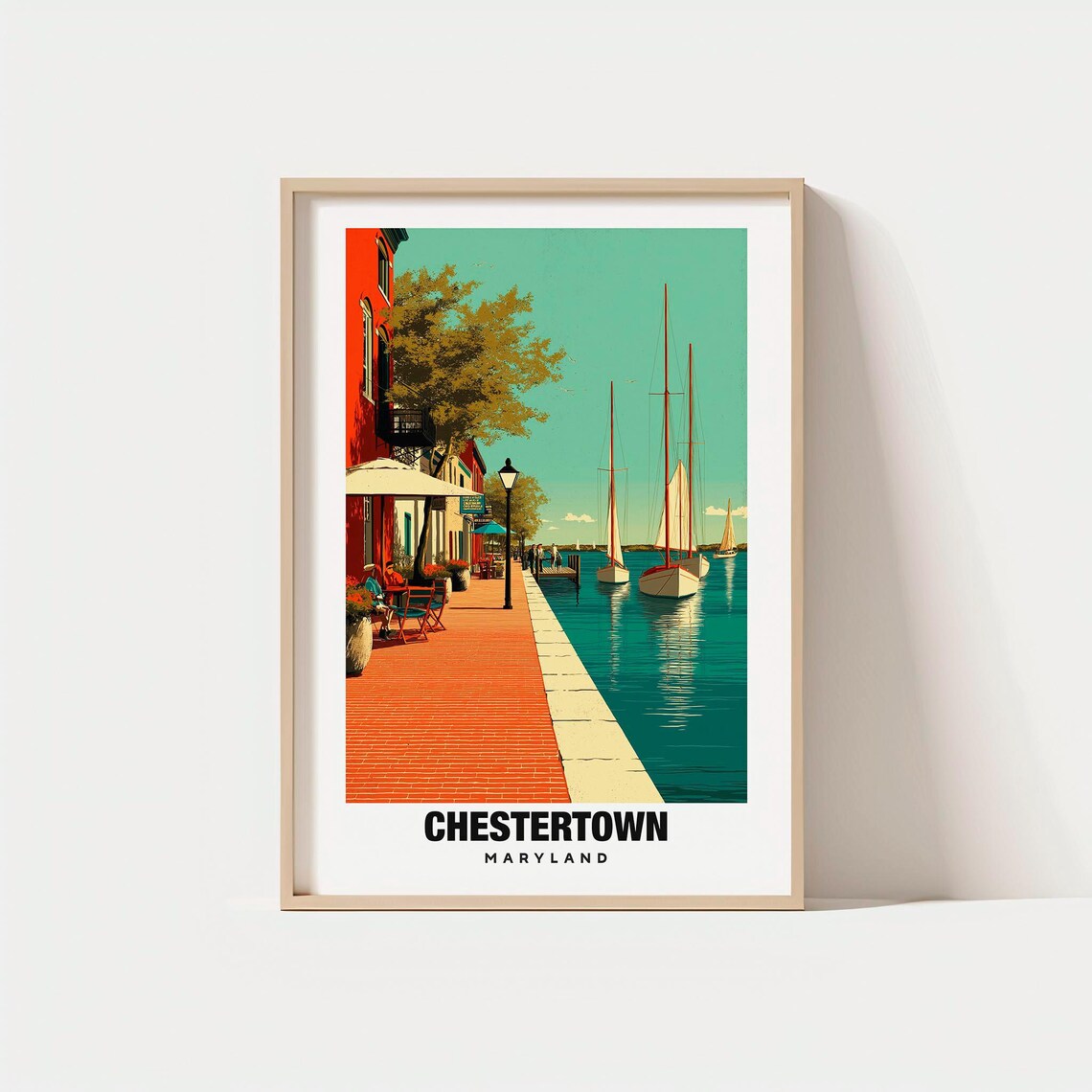 Chestertown Maryland Brick Waterfront Sailboats River Poster