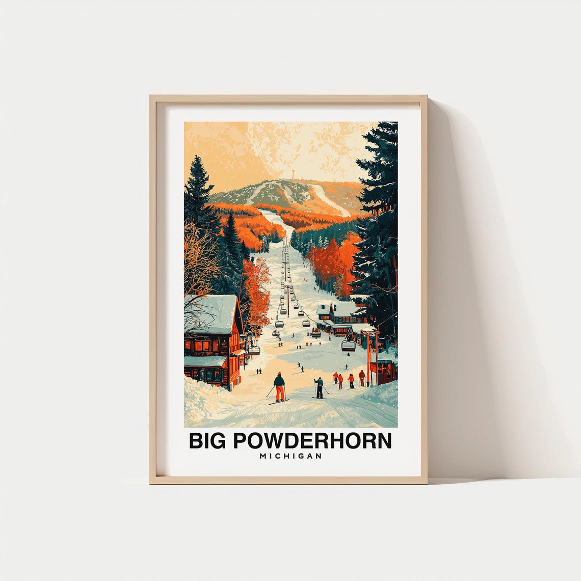 Big Powderhorn Print Michigan Poster Big Powderhorn Views Powderhorn Art Michigan Charm Powderhorn Beauty Ski Destination Michigan