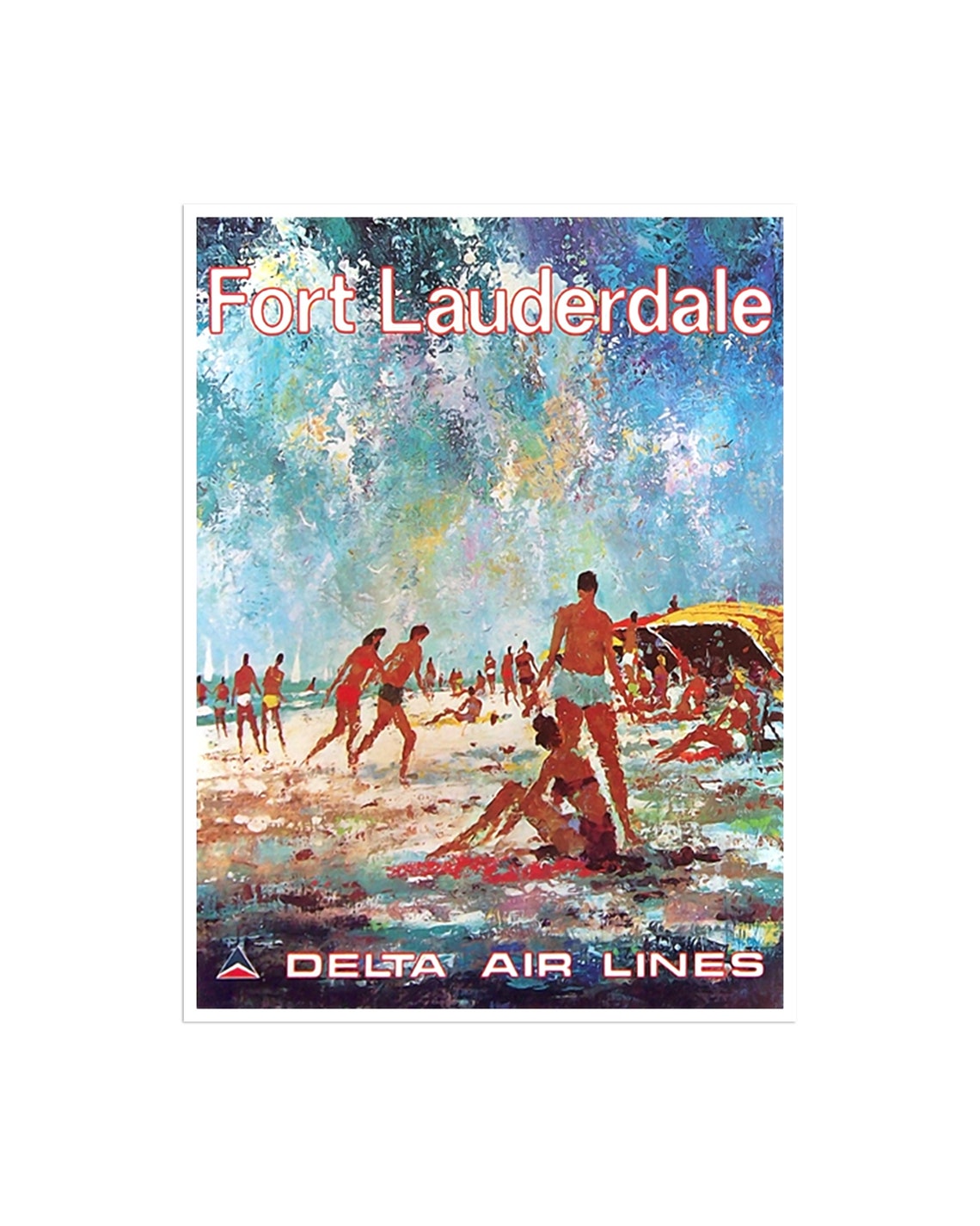 Fort Lauderdale Delta Air Lines Vintage Impressionist Beach Poster