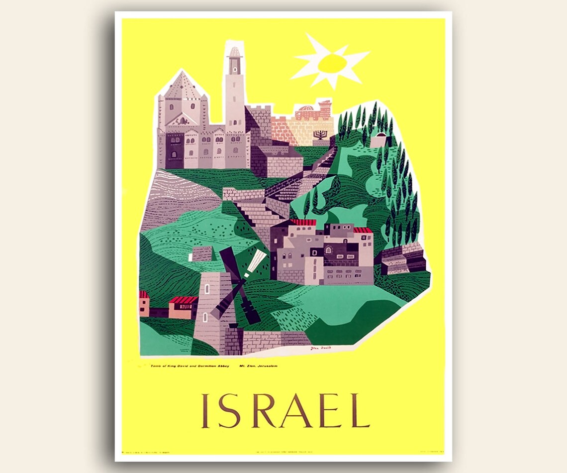 Israel Vintage Travel Poster, Home Decor Art Print