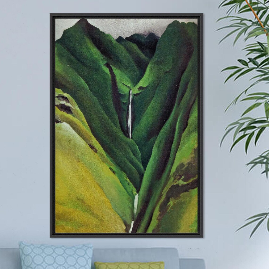 Georgia O'Keeffe Green Valley Waterfall Landscape Painting Poster