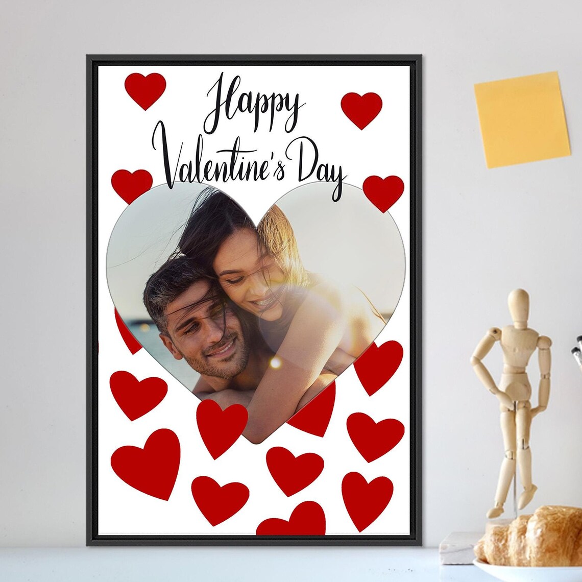 Happy Valentines Day Heart Photo Red Hearts Romantic Gift Print