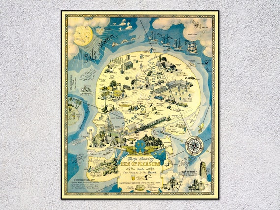 Anti Prohibition Map of the Isle of Pleasure Travel Poster