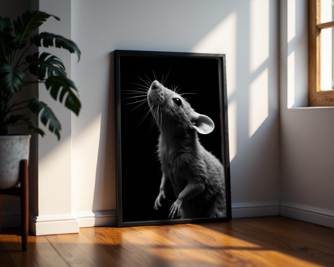 Rat Portrait, Gothic Minimalist Wildlife Art Print