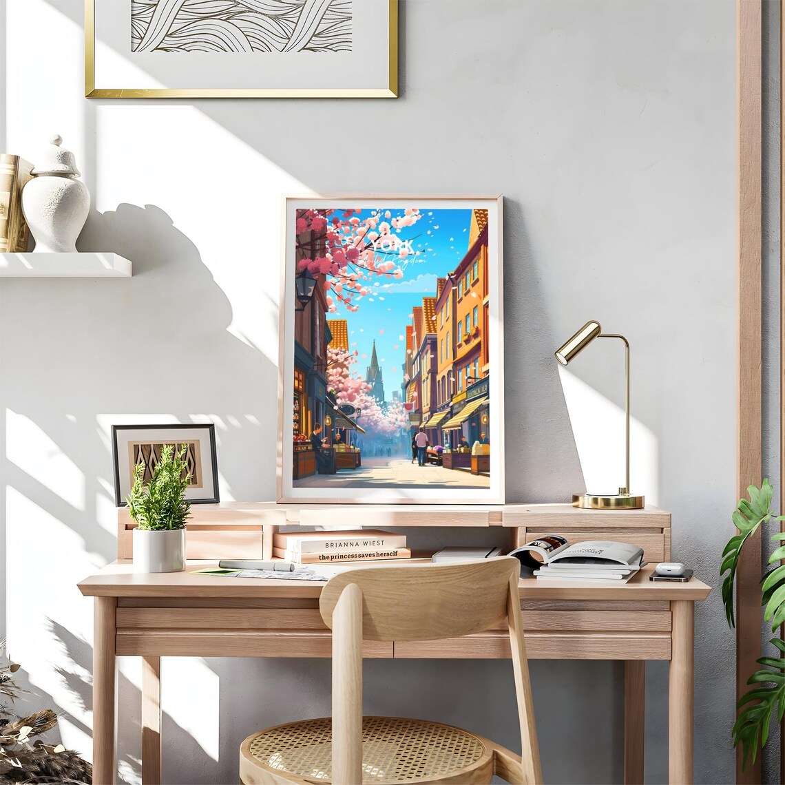 York Cherry Blossom Historic Shopping Street Spring Travel Poster - Image 4