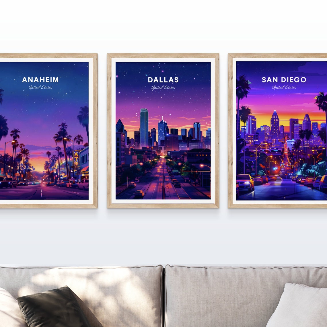 Dallas Night Skyline Glowing Over Highway City Lights Poster - Image 4