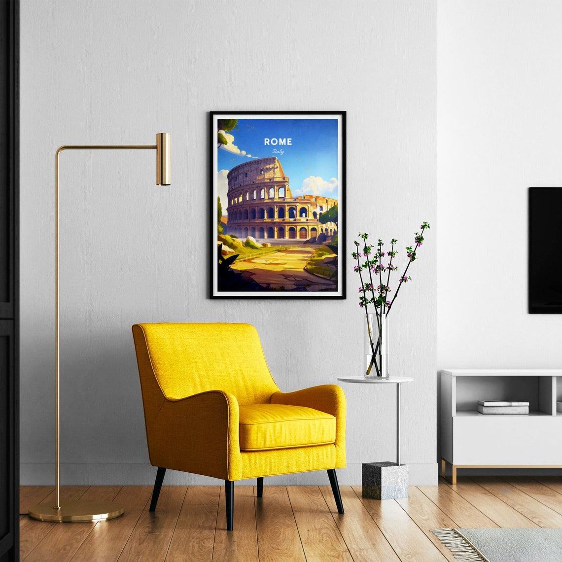 Rome Italy Colosseum Ancient Landmark Illustration Art Poster - Image 2