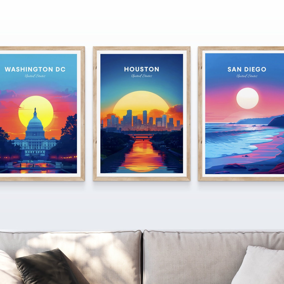 Houston Downtown Sunset Skyline Reflected on the River Poster - Image 4