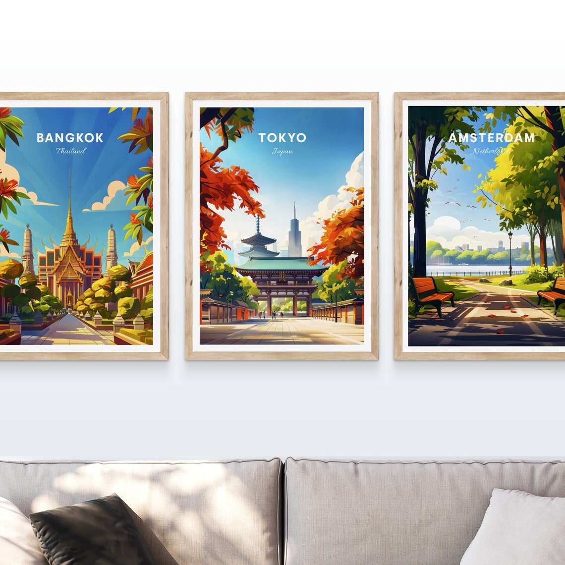 Tokyo Japan Temple Gate Autumn Maple Leaves Cityscape Poster - Image 3