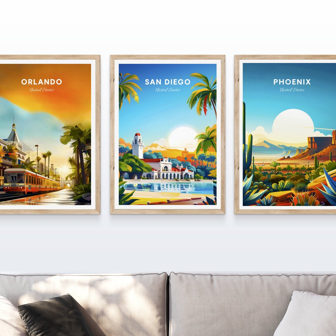 San Diego California Mission Style Building Palm Oasis Travel Poster - Image 4