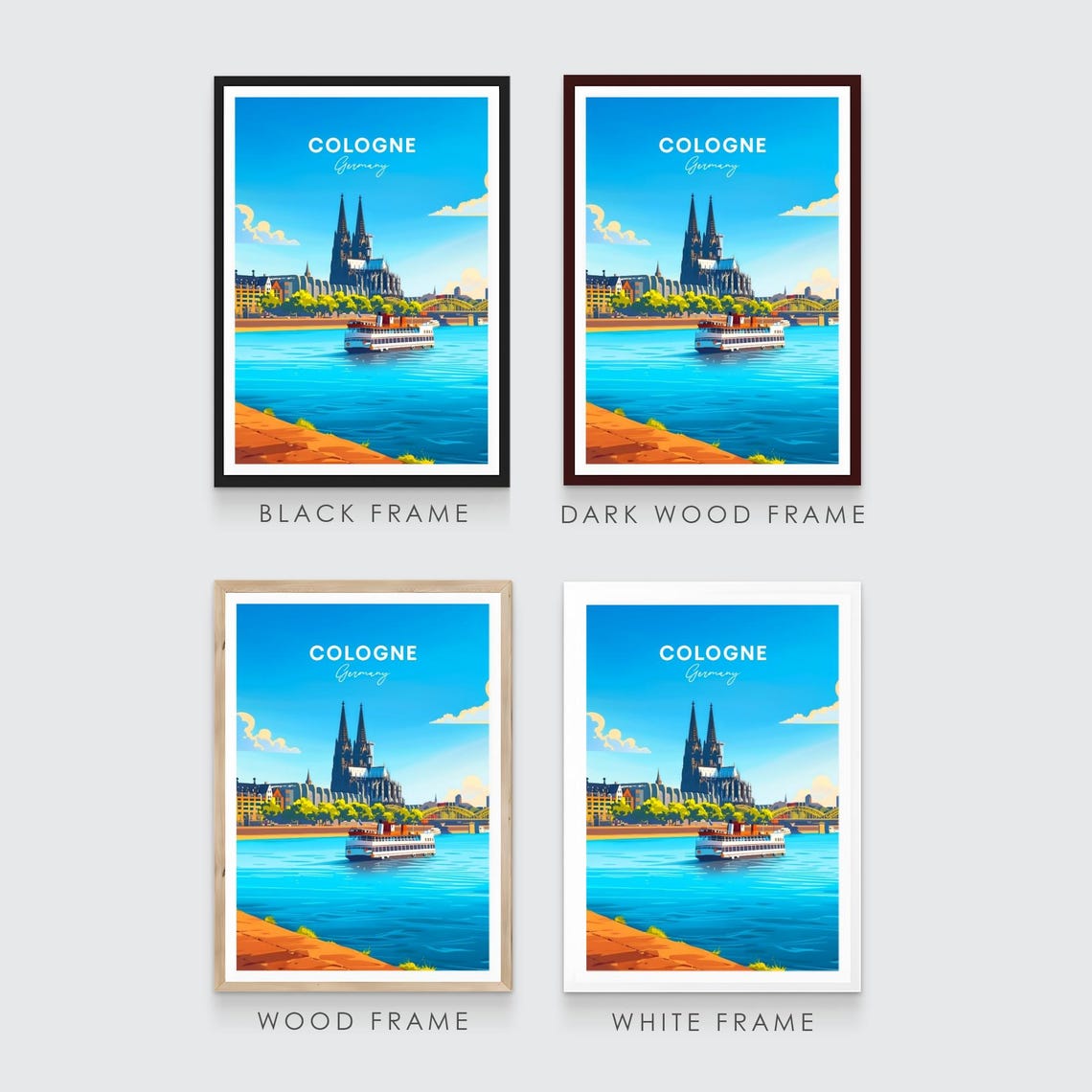 Cologne Sunny Cathedral Rhine Cruise Ship Germany Travel Poster - Image 3