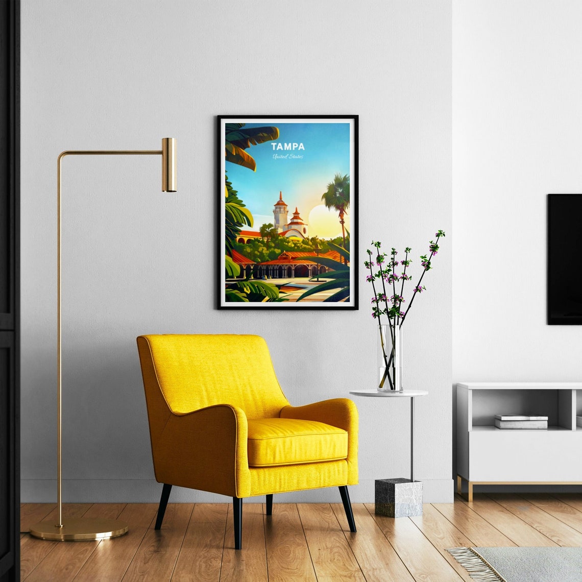 Tampa Florida Spanish Architecture Sunset Palm Garden Poster - Image 3