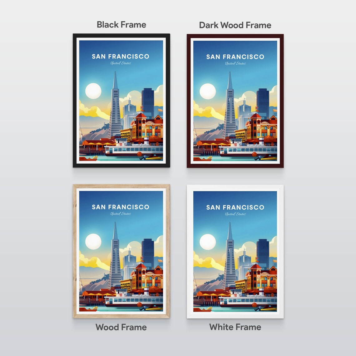 San Francisco Waterfront with the Transamerica Pyramid View Poster - Image 2