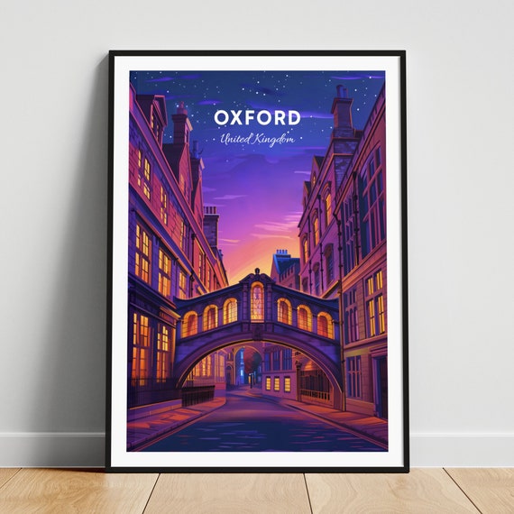 Oxford Travel Print United Kingdom Wall Art Bridge Of Sighs Oxford Poster Oxfordshire Poster Personalized Gift Custom Text