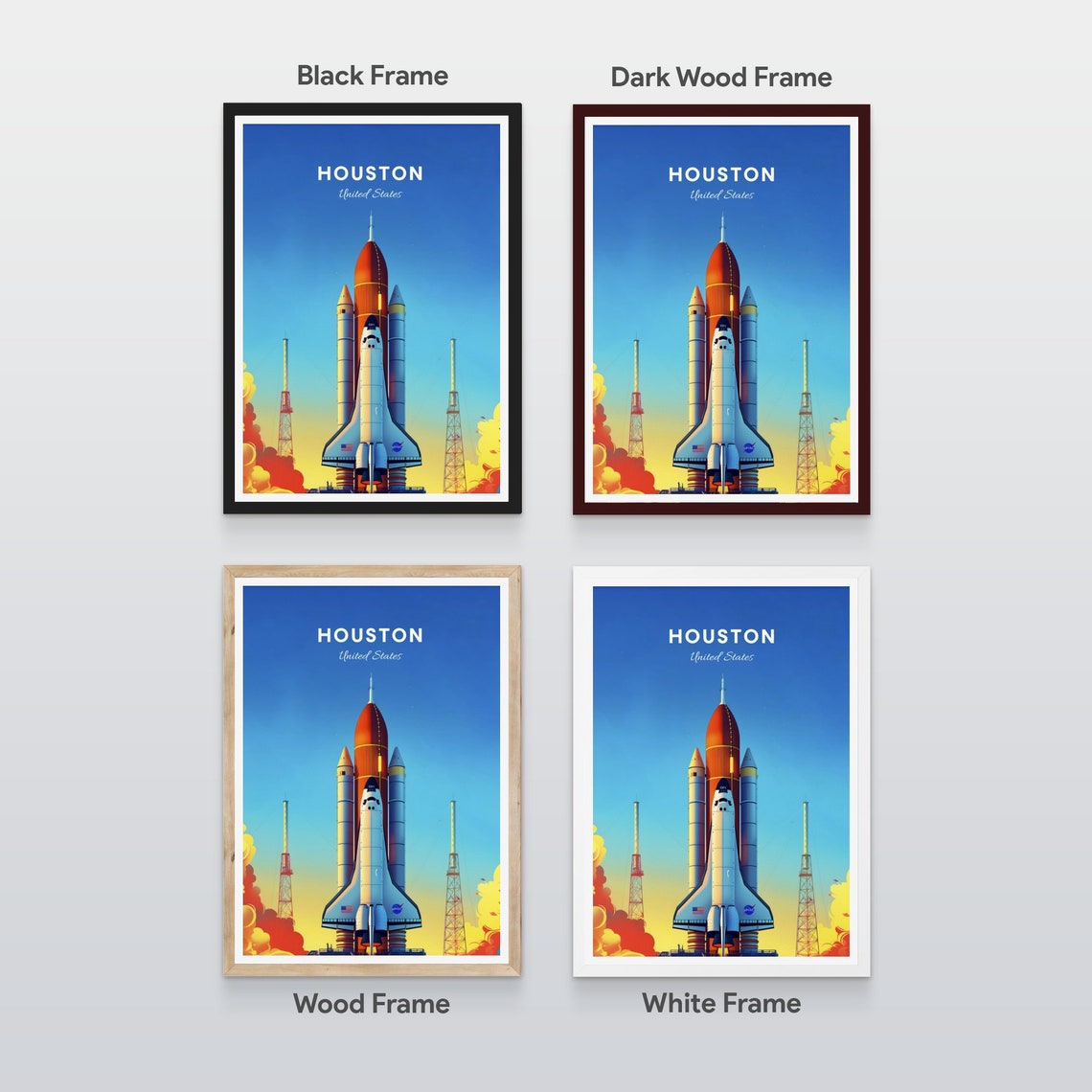 Houston Texas NASA Space Shuttle on the Launch Pad Sunrise Poster - Image 2