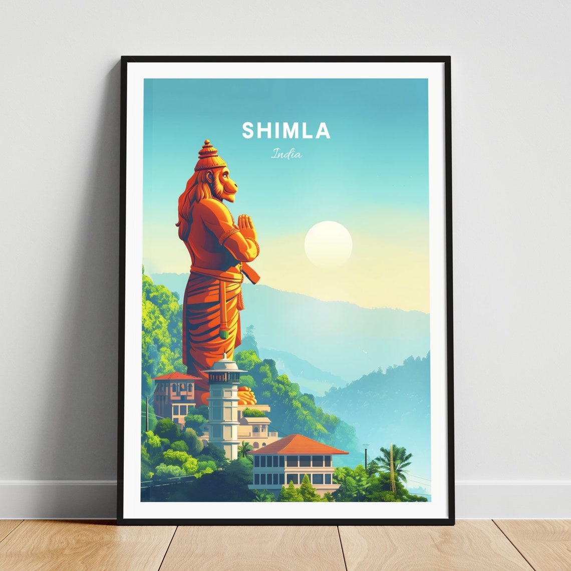 Shimla India Giant Hanuman Statue Sunrise Hills Sacred Poster