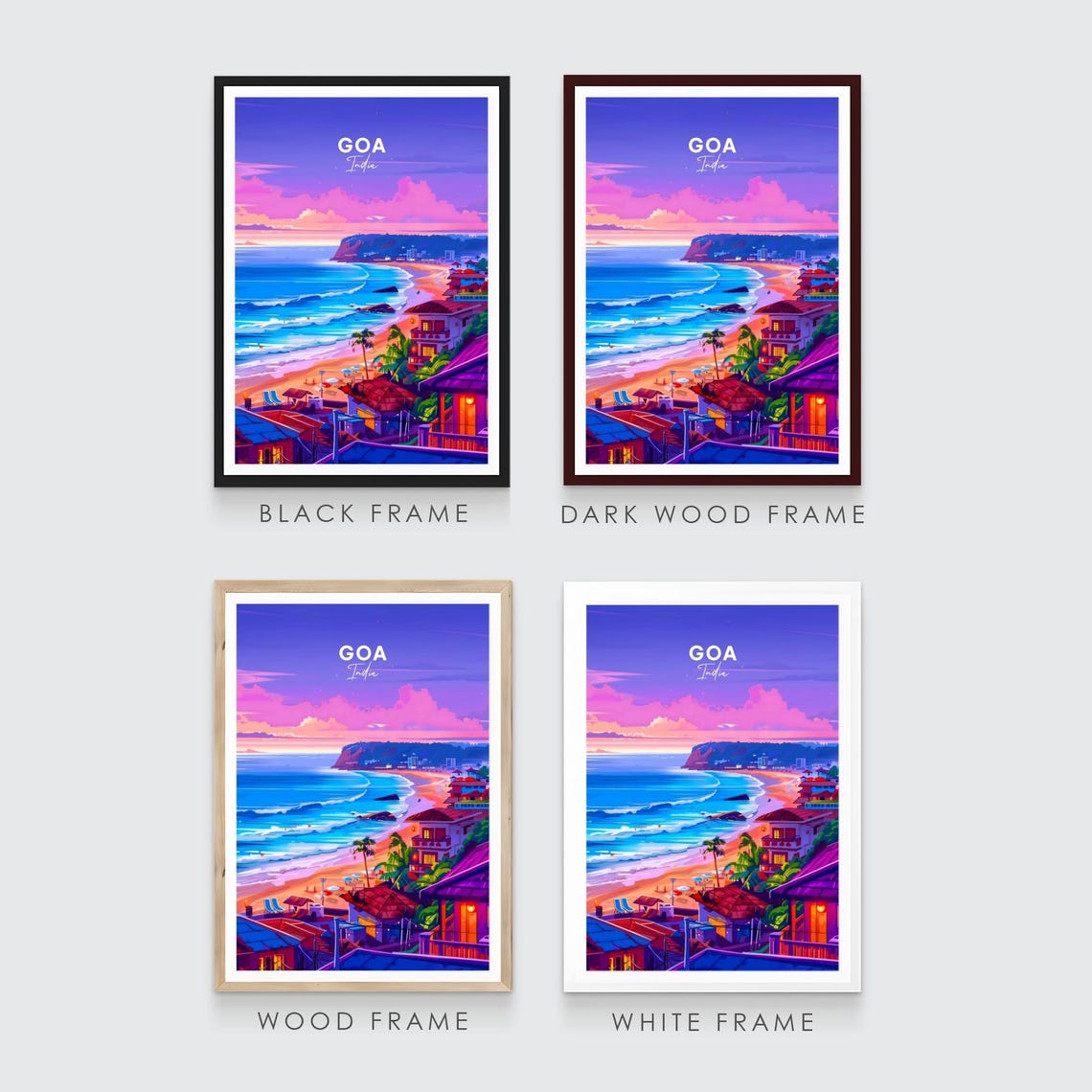 Goa India Vibrant Coastal Beach Sunset Seascape Travel Poster - Image 3