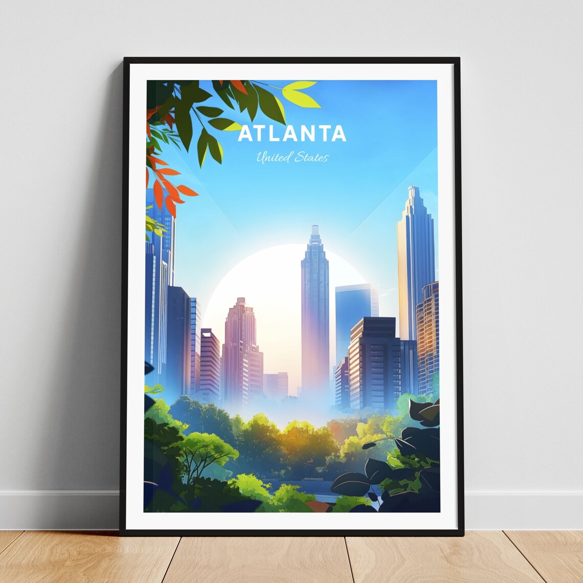 Atlanta Georgia Skyline Park Greenery Sunrise Morning Poster