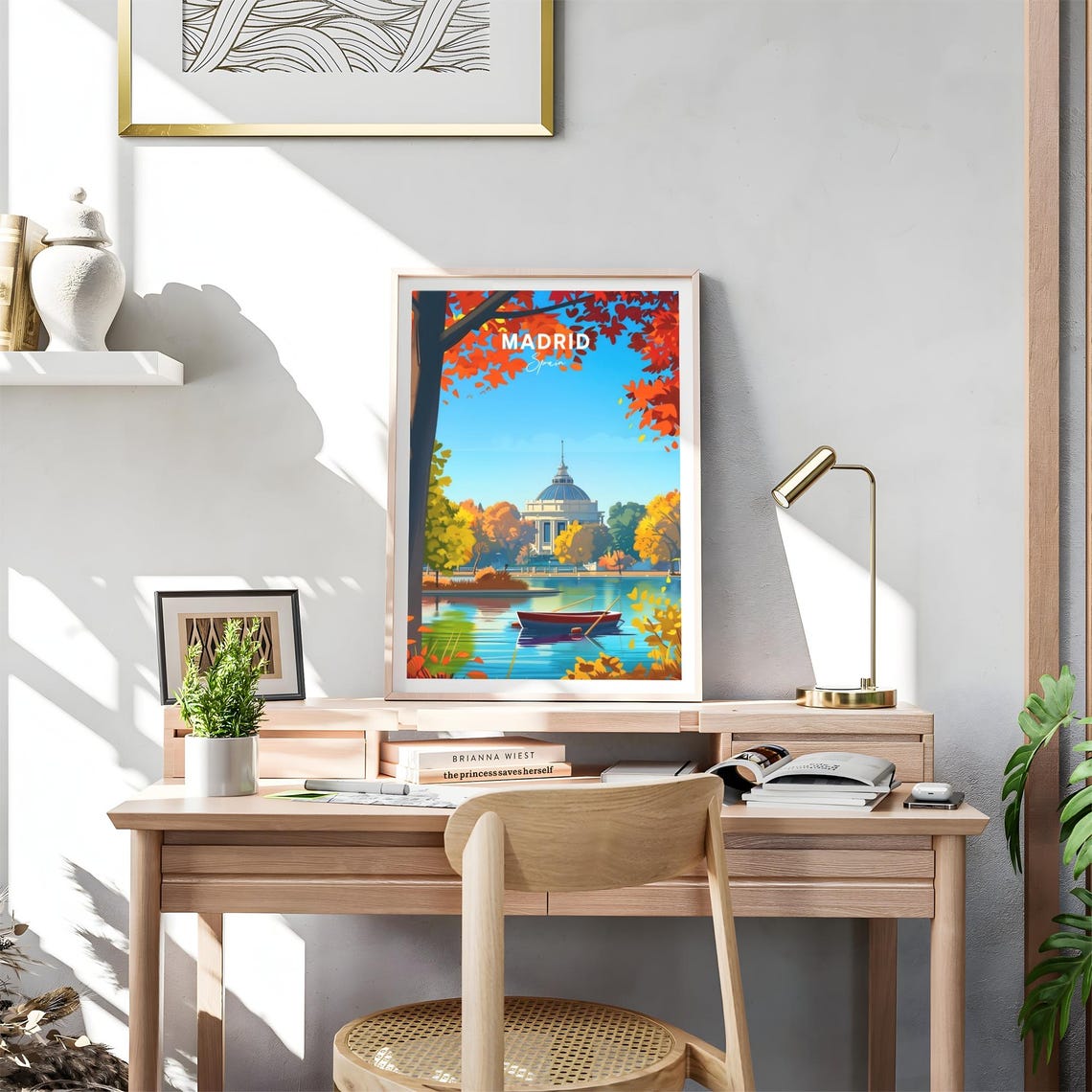 Madrid Autumn Retiro Park Lake Rowboat Fall Colors Travel Poster - Image 4