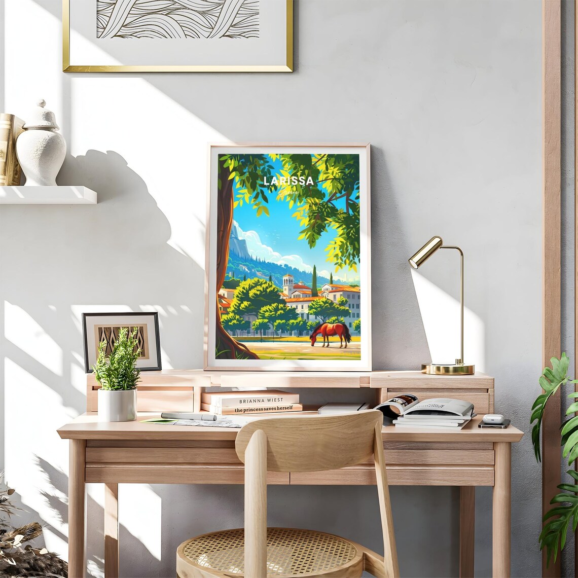 Larissa Greece Old Town Church Tower Horse Travel Art Poster - Image 4