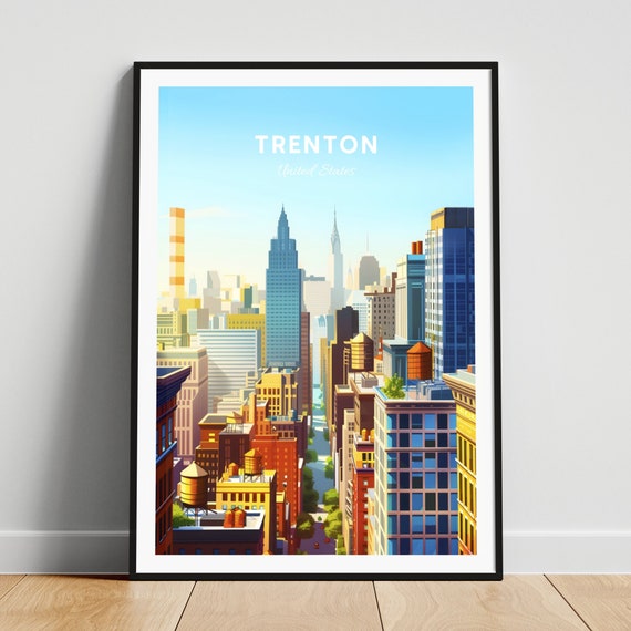 Trenton Travel Print Us Travel Poster Trenton Poster Trenton New Jersey Poster Personalized Gift Wedding Gift Custom Text