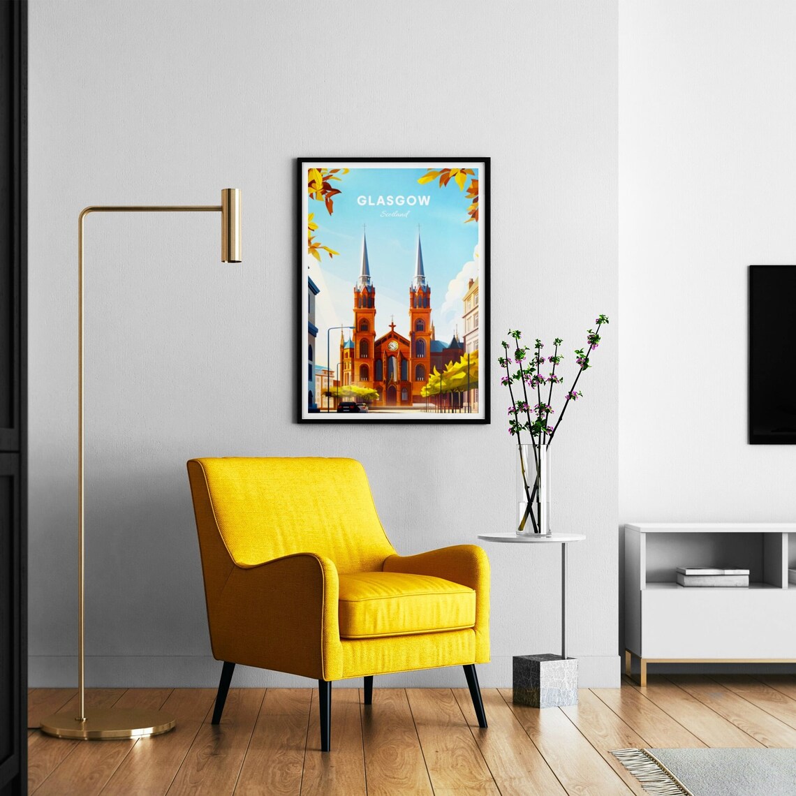 Glasgow Scotland Autumn Red Sandstone Cathedral Twin Spires Poster - Image 3