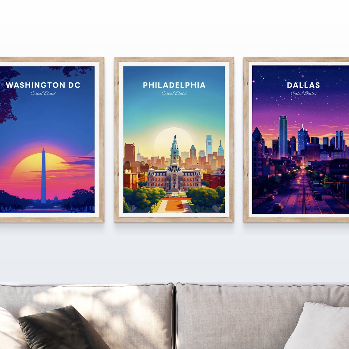 Philadelphia Pennsylvania City Hall Skyline Sunrise Travel Poster - Image 4