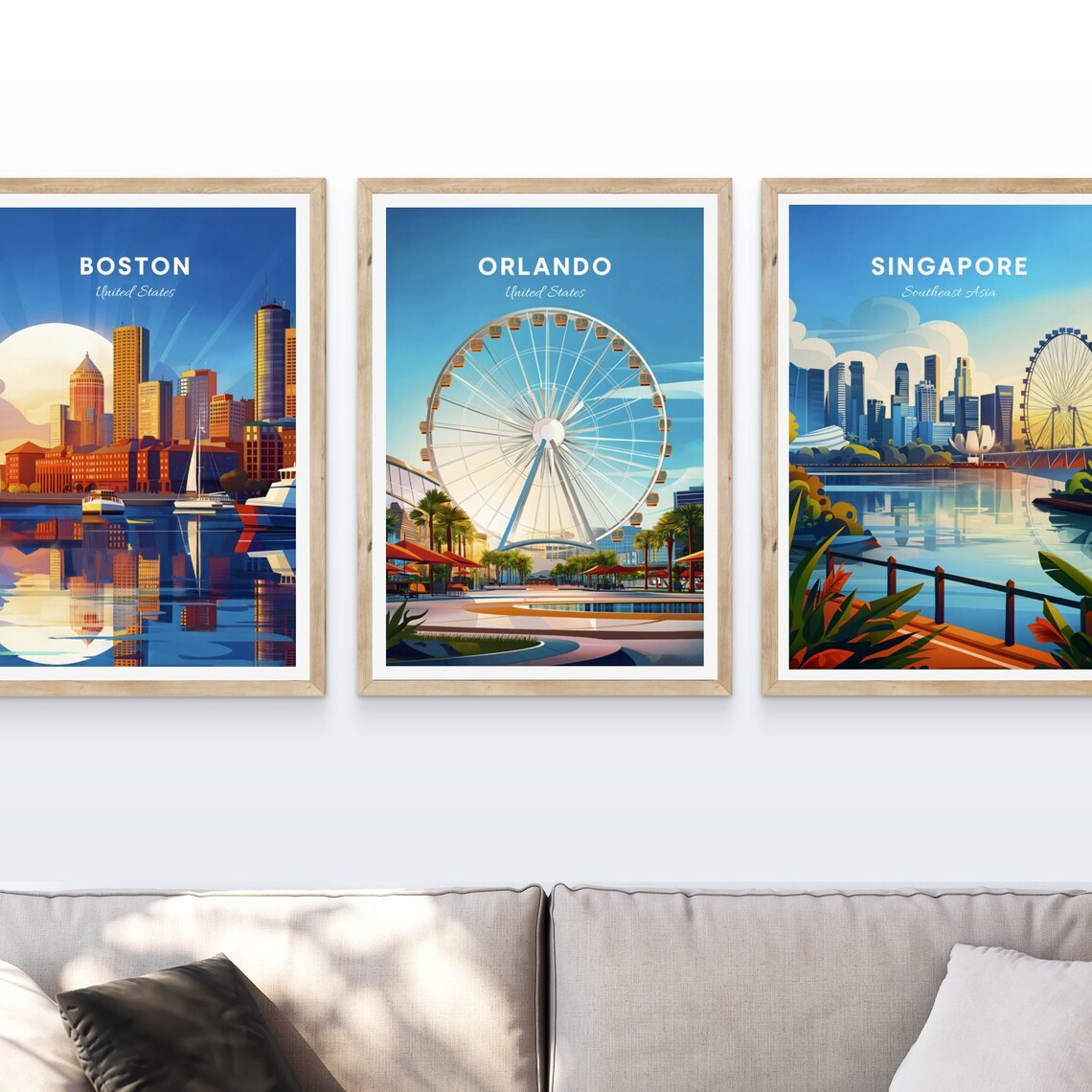 Orlando Ferris Wheel Sunny Plaza Palm Trees Vintage Travel Poster - Image 4