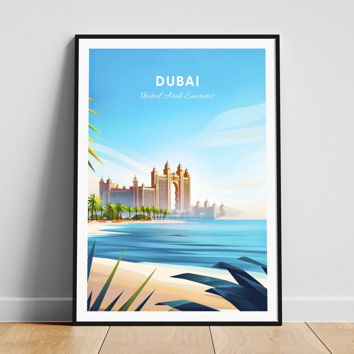 Dubai United Arab Emirates Atlantis The Palm Beach Palms Travel Poster