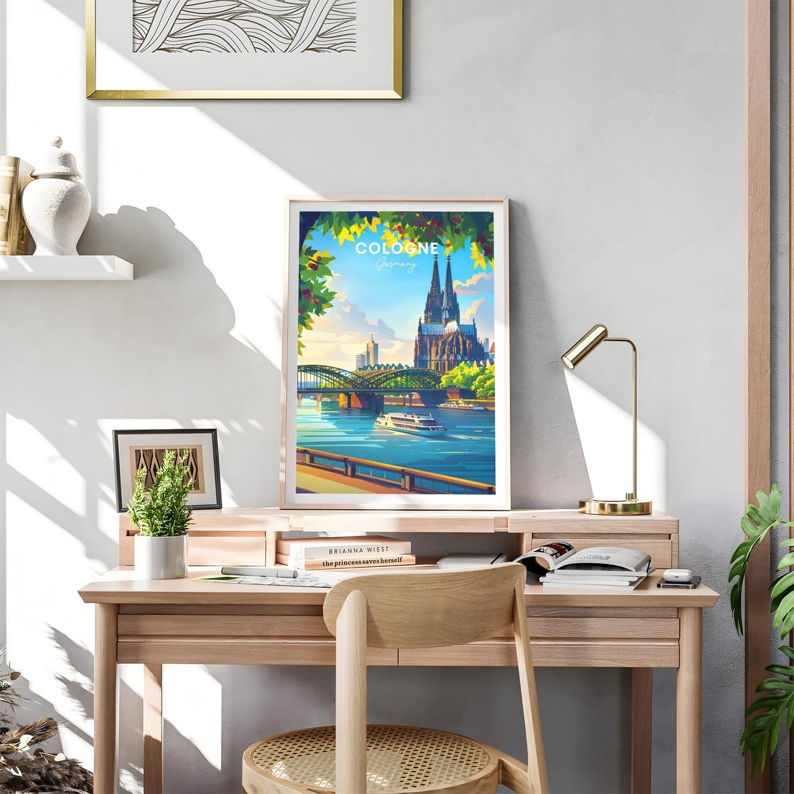Cologne Cathedral River Bridge Rhine Sunset Germany Travel Poster - Image 4