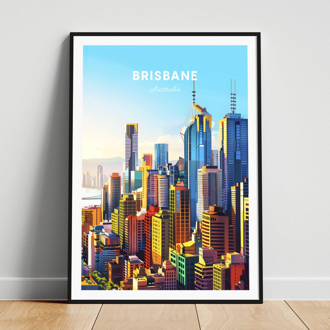 Brisbane Australia Golden Hour Skyline City Towers Warm Poster
