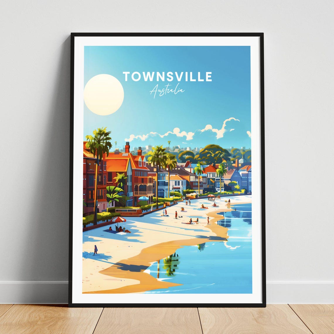 Townsville Australia Tropical Beach Palm Trees Summer Day Poster