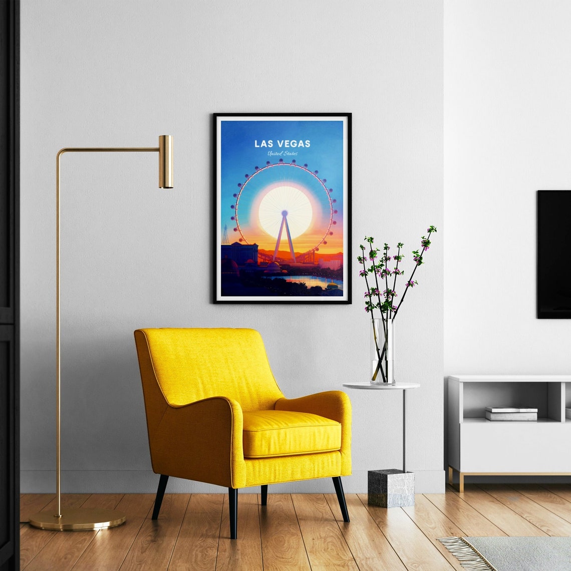 Las Vegas High Roller Ferris Wheel Sunset Nevada Travel Poster - Image 3