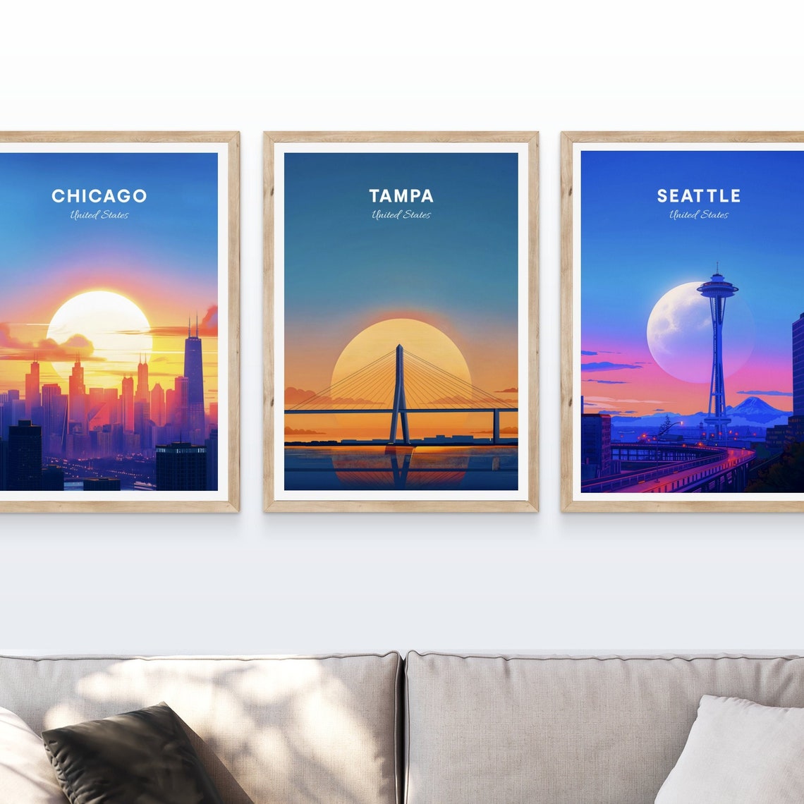 Tampa Bay Cable Stayed Bridge Golden Sunset Water View Travel Poster - Image 4