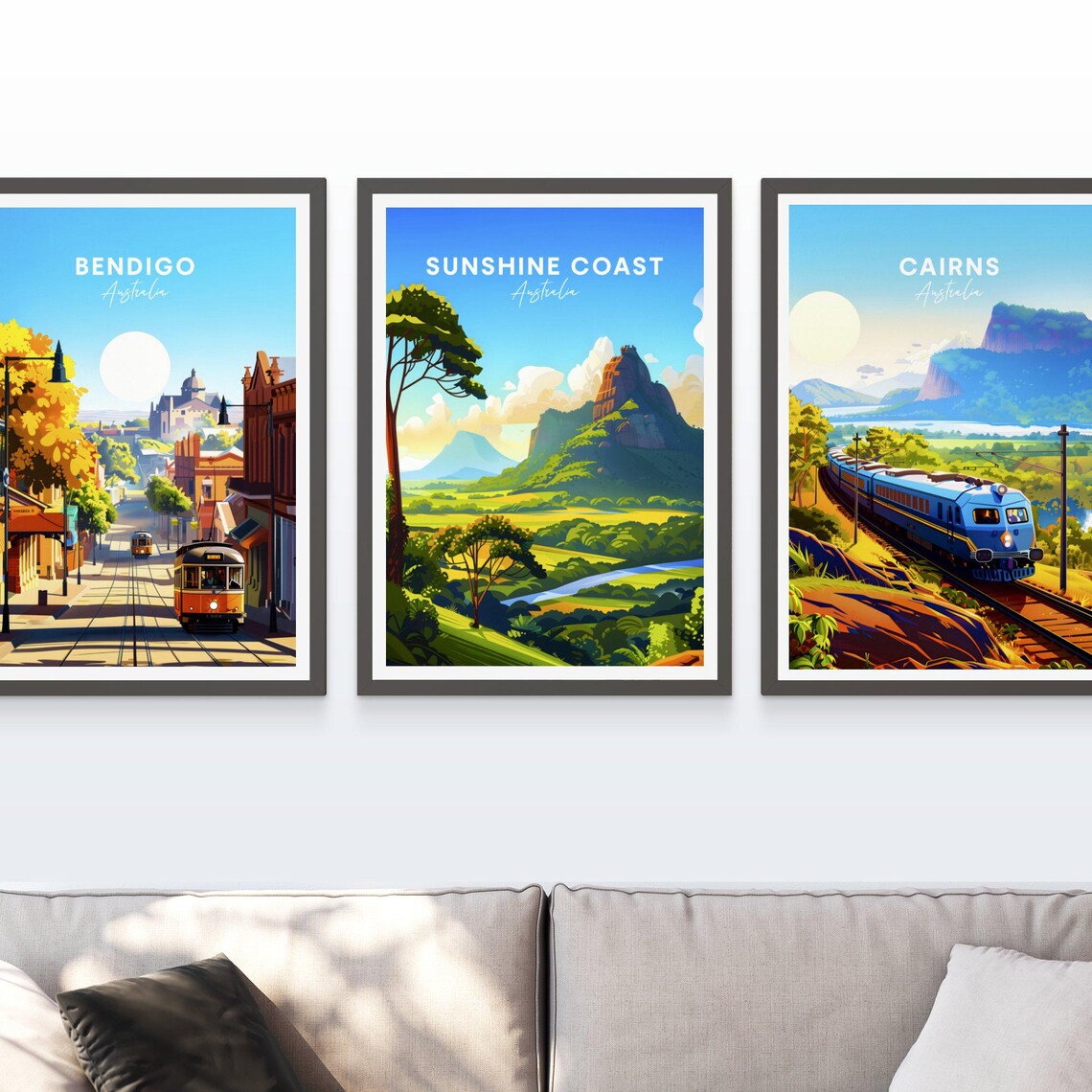 Sunshine Coast Australia Lush Green Valley Mountain Peaks Poster - Image 3
