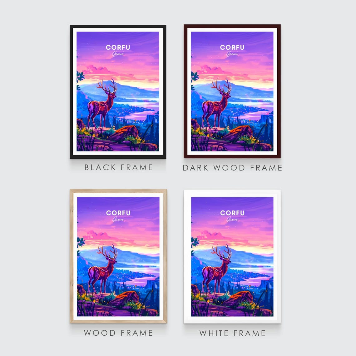 Corfu Greece Stag Overlooking the Coastline at Sunset Poster - Image 3