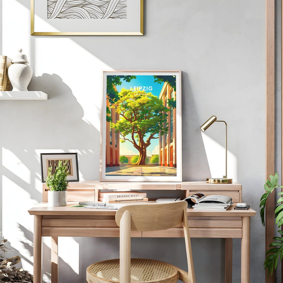 Leipzig Germany Courtyard Tree Historic Building Facade Travel Poster - Image 4