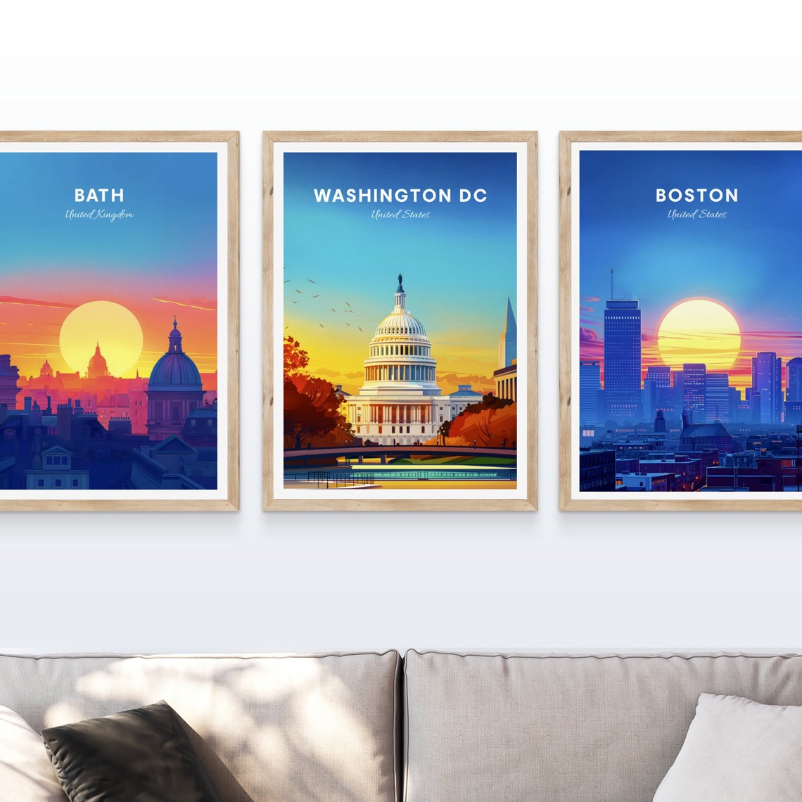 Washington DC US Capitol Sunrise Birds Autumn Trees Travel Poster - Image 4