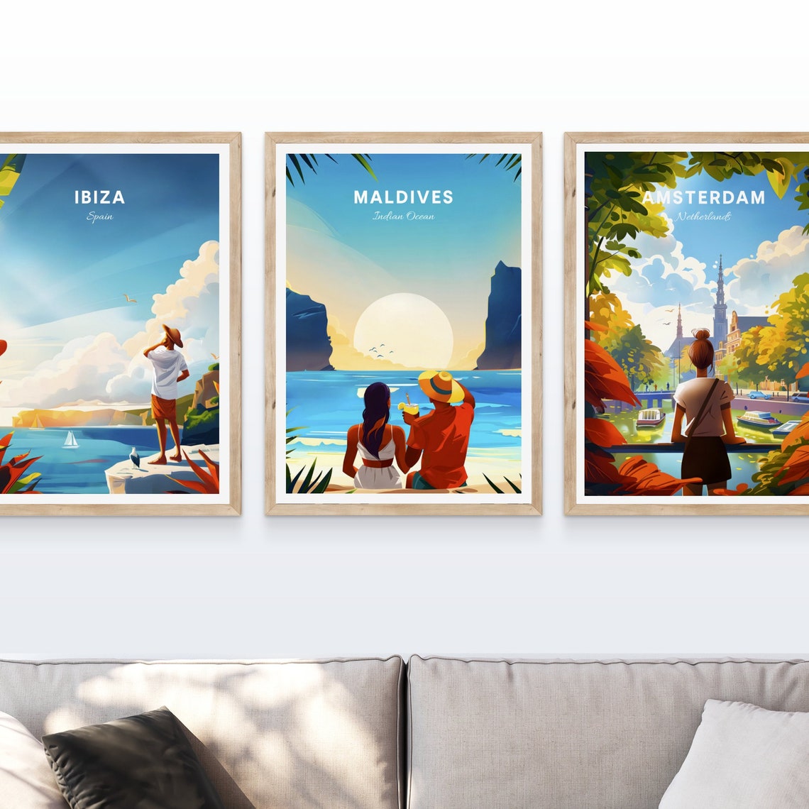 Maldives Beach Couple Watching the Sunset Over the Ocean Poster - Image 4