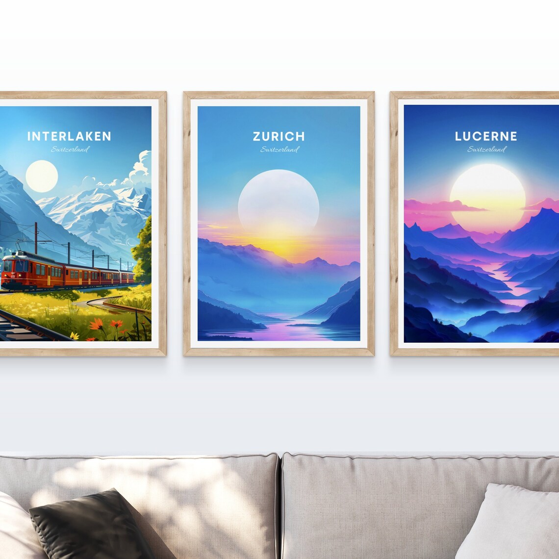 Zurich Switzerland Dreamy Lake Sunrise Alpine Morning Poster - Image 4