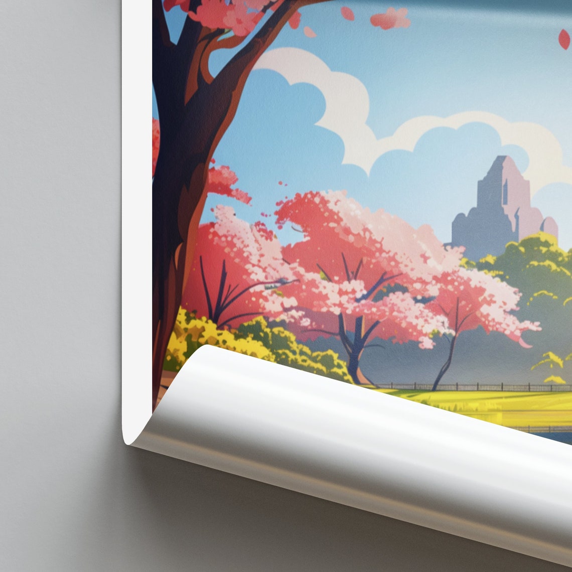 Montgomery Alabama Cherry Blossom Lake Reflection Travel Poster - Image 2