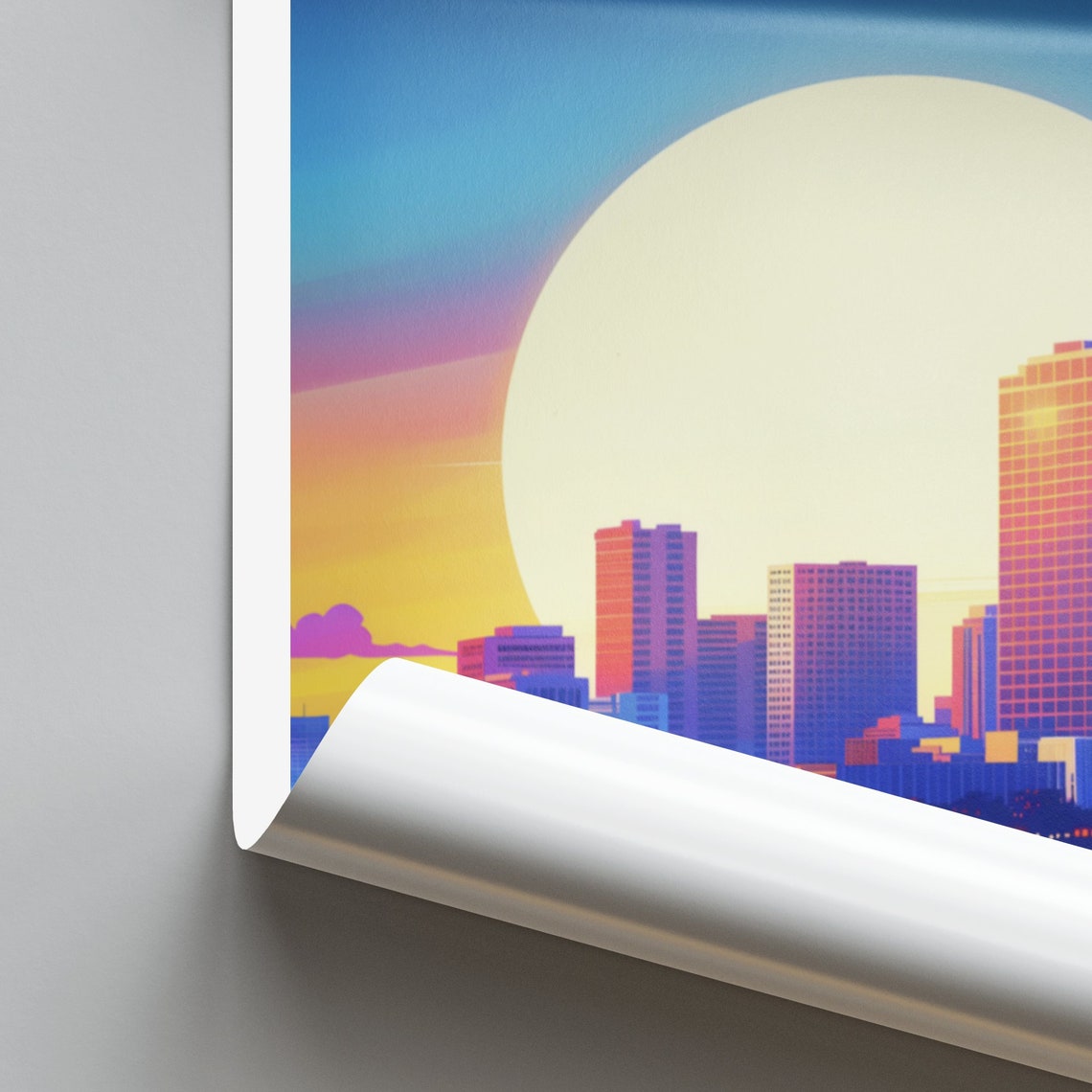 Tallahassee Florida Skyline Moonrise Waterfront Night Poster - Image 2